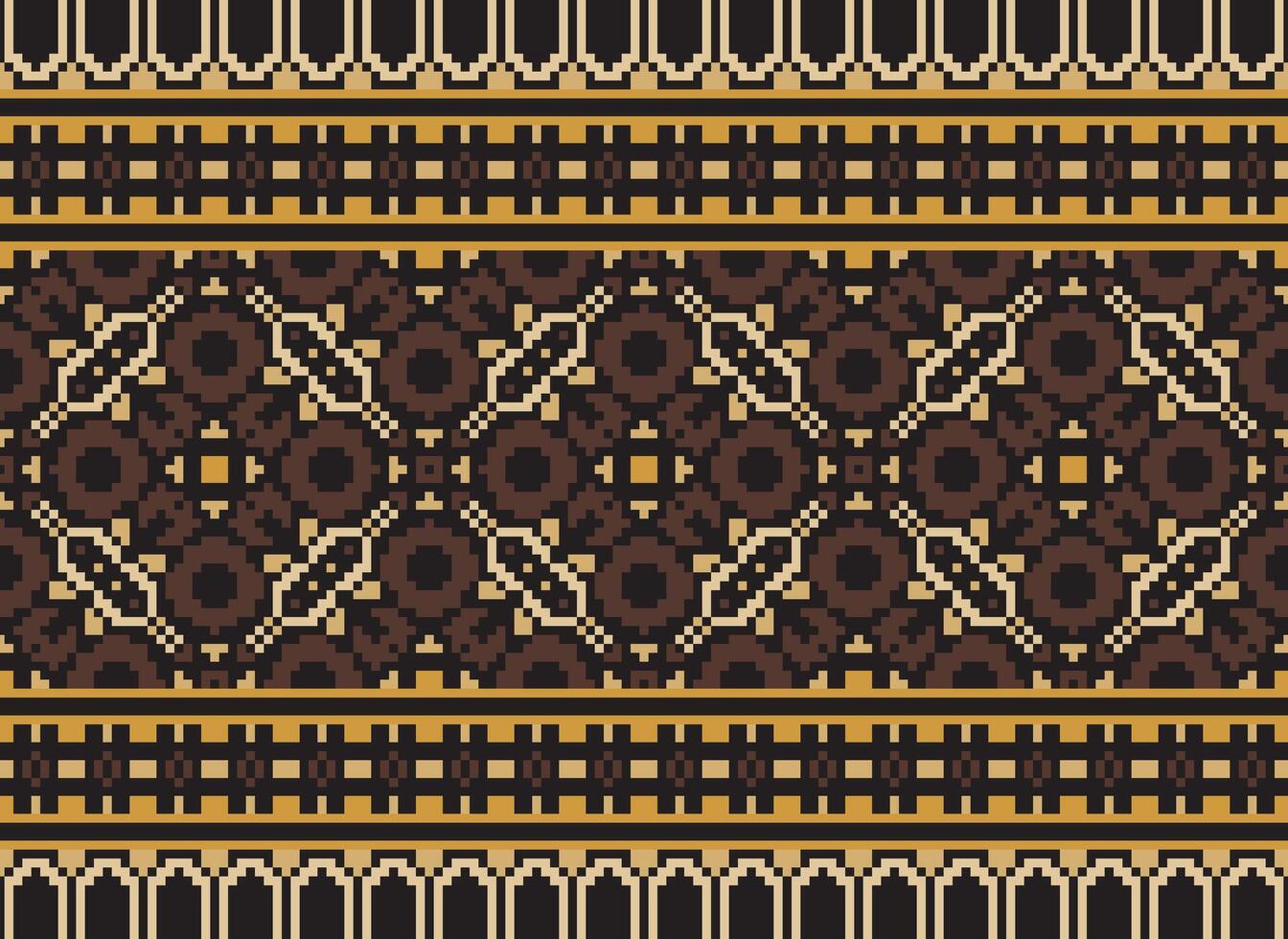 pixel safras Cruz ponto tradicional étnico padronizar paisley flor ikat fundo abstrato asteca africano indonésio indiano desatado padronizar para tecido impressão pano vestir tapete cortinas e sarongue vetor