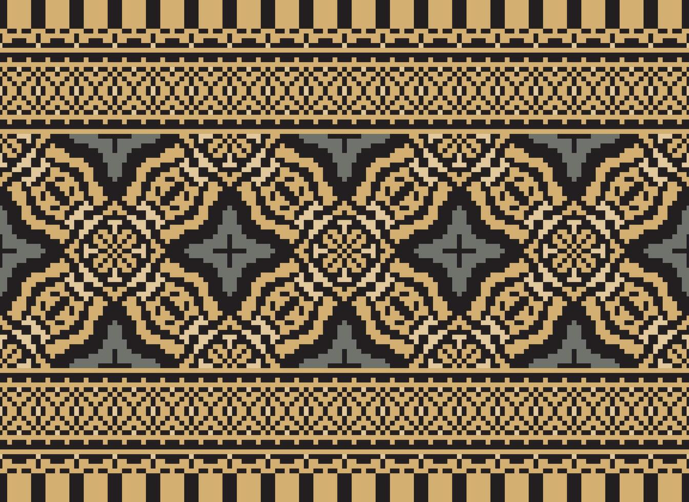 pixel safras Cruz ponto tradicional étnico padronizar paisley flor ikat fundo abstrato asteca africano indonésio indiano desatado padronizar para tecido impressão pano vestir tapete cortinas e sarongue vetor