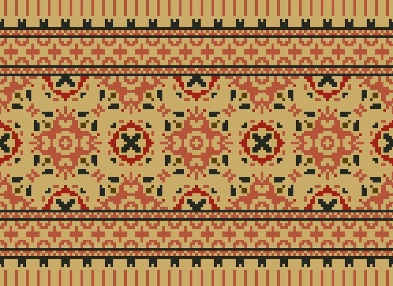 pixel safras Cruz ponto tradicional étnico padronizar paisley flor ikat fundo abstrato asteca africano indonésio indiano desatado padronizar para tecido impressão pano vestir tapete cortinas e sarongue vetor