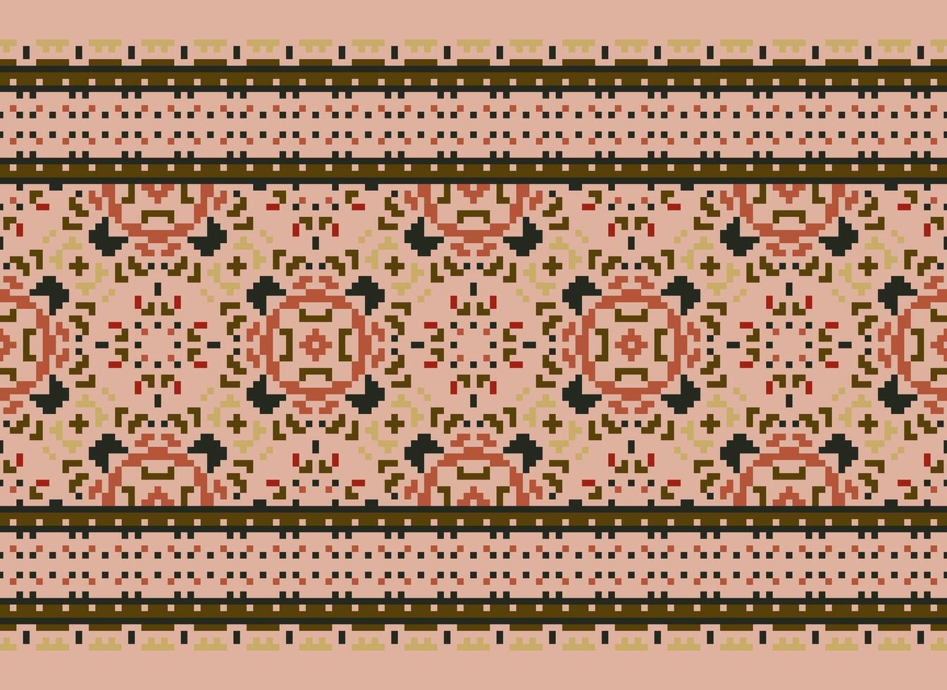 pixel safras Cruz ponto tradicional étnico padronizar paisley flor ikat fundo abstrato asteca africano indonésio indiano desatado padronizar para tecido impressão pano vestir tapete cortinas e sarongue vetor