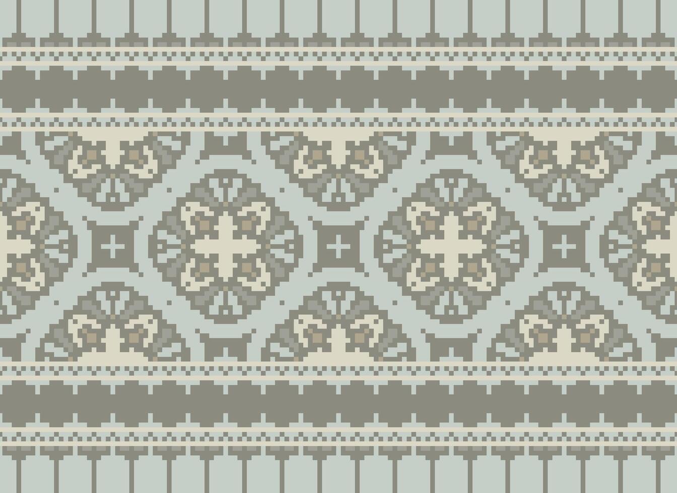 pixel safras Cruz ponto tradicional étnico padronizar paisley flor ikat fundo abstrato asteca africano indonésio indiano desatado padronizar para tecido impressão pano vestir tapete cortinas e sarongue vetor