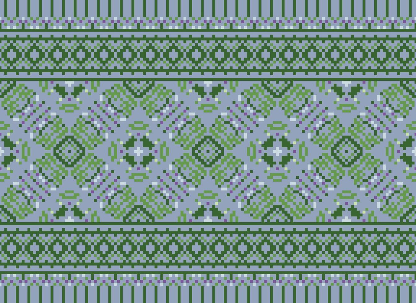 pixel safras Cruz ponto tradicional étnico padronizar paisley flor ikat fundo abstrato asteca africano indonésio indiano desatado padronizar para tecido impressão pano vestir tapete cortinas e sarongue vetor