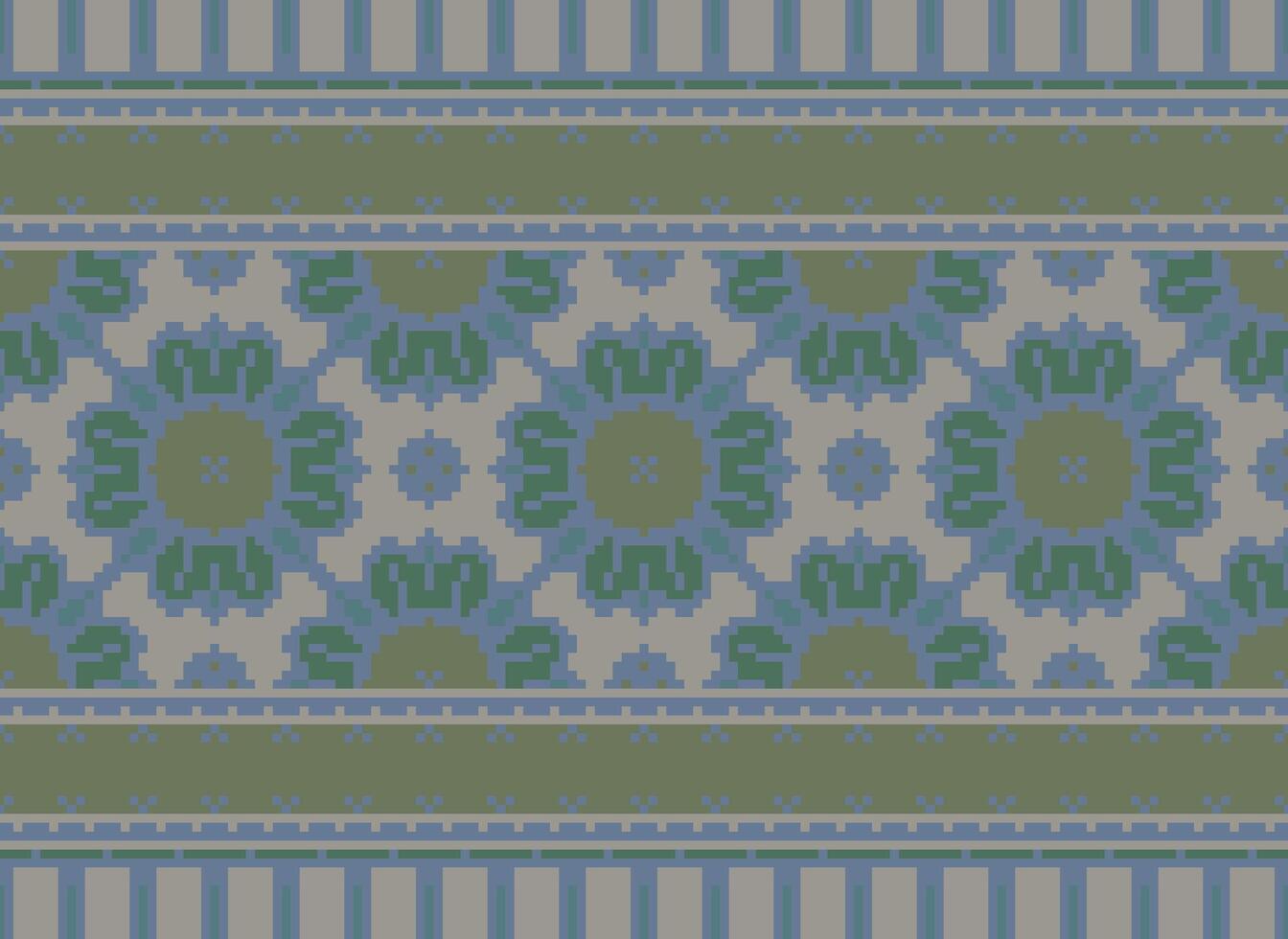 pixel safras Cruz ponto tradicional étnico padronizar paisley flor ikat fundo abstrato asteca africano indonésio indiano desatado padronizar para tecido impressão pano vestir tapete cortinas e sarongue vetor