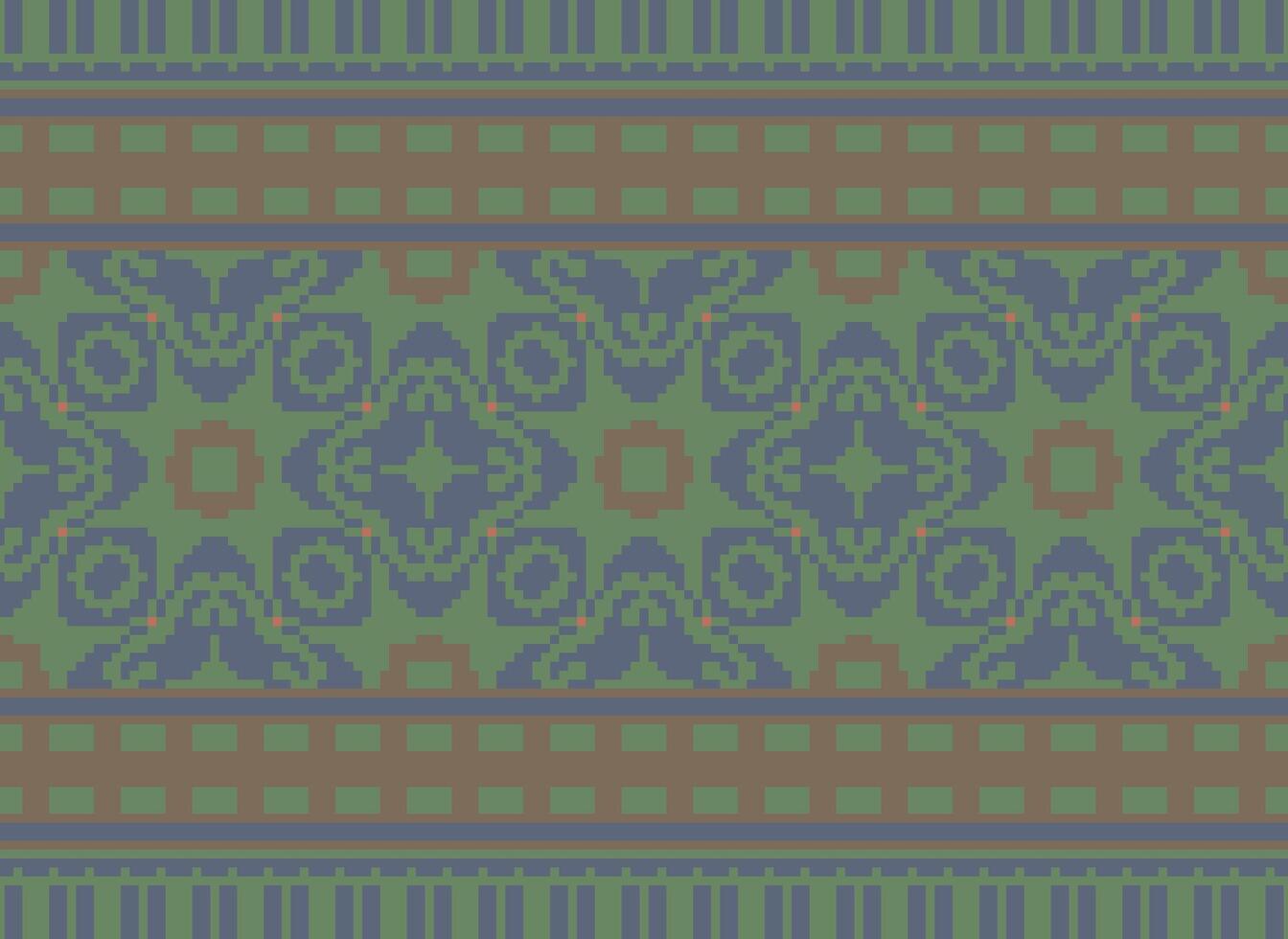 pixel safras Cruz ponto tradicional étnico padronizar paisley flor ikat fundo abstrato asteca africano indonésio indiano desatado padronizar para tecido impressão pano vestir tapete cortinas e sarongue vetor