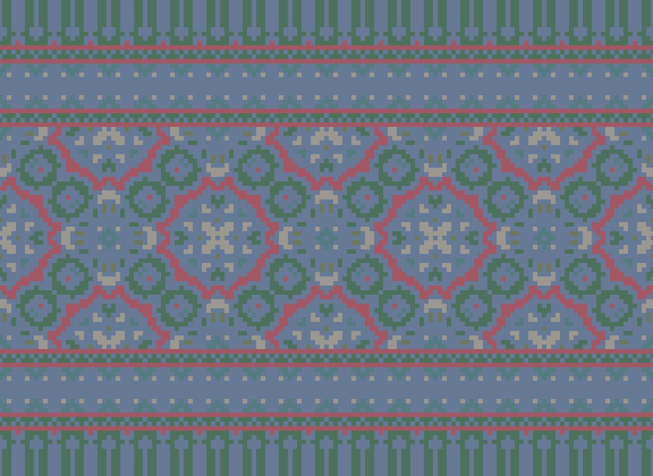 pixel safras Cruz ponto tradicional étnico padronizar paisley flor ikat fundo abstrato asteca africano indonésio indiano desatado padronizar para tecido impressão pano vestir tapete cortinas e sarongue vetor