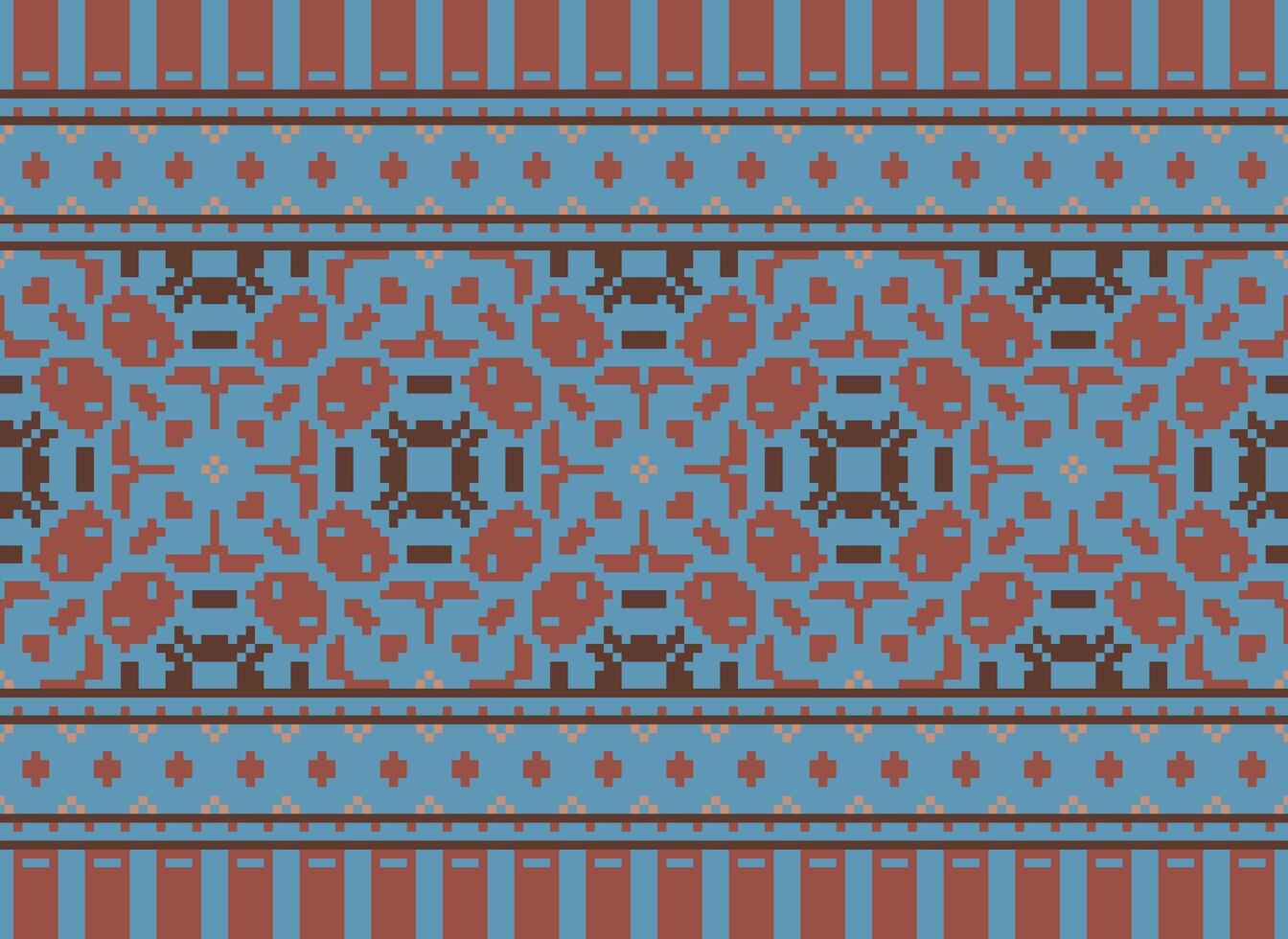 pixel safras Cruz ponto tradicional étnico padronizar paisley flor ikat fundo abstrato asteca africano indonésio indiano desatado padronizar para tecido impressão pano vestir tapete cortinas e sarongue vetor