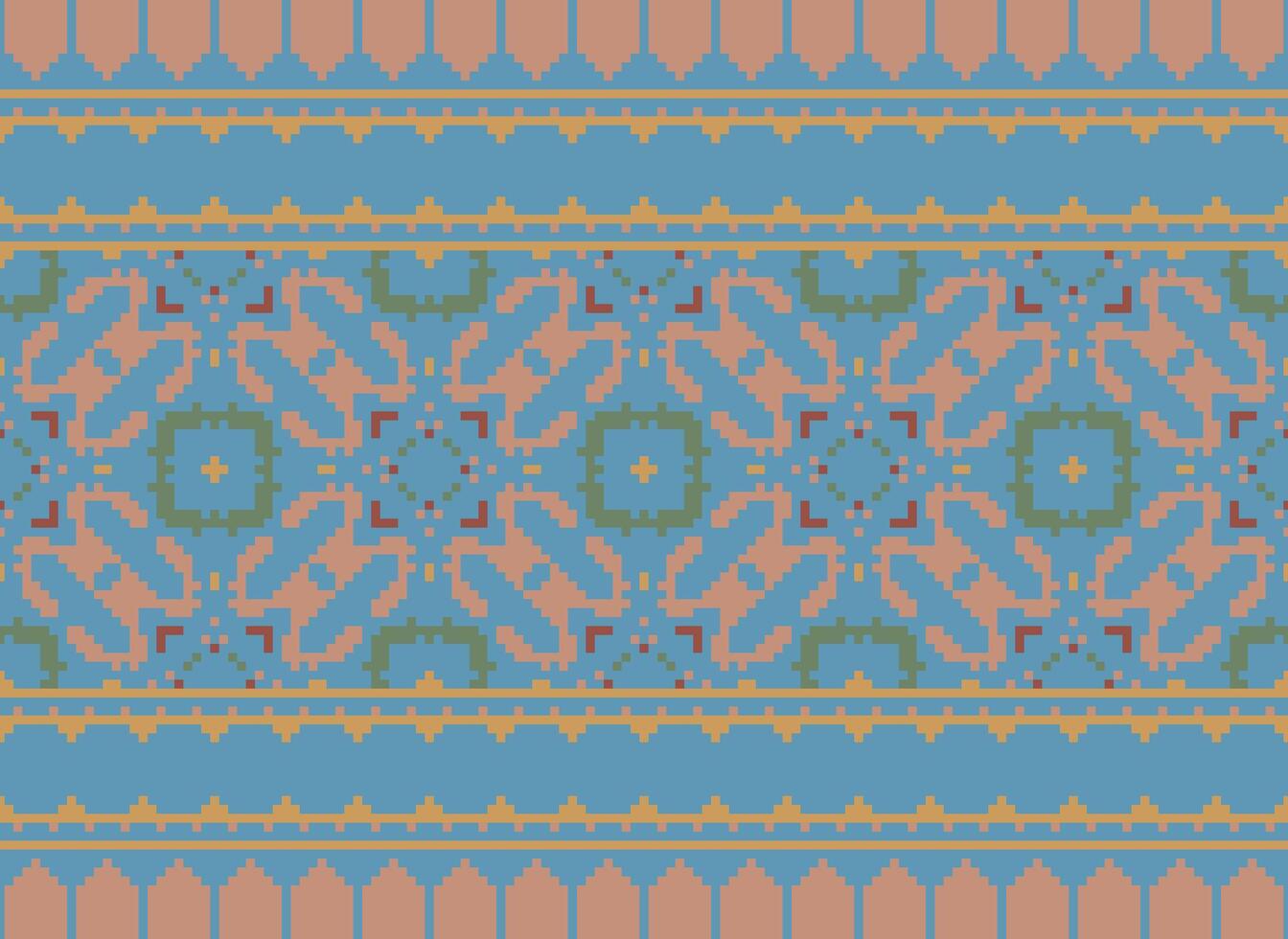 pixel safras Cruz ponto tradicional étnico padronizar paisley flor ikat fundo abstrato asteca africano indonésio indiano desatado padronizar para tecido impressão pano vestir tapete cortinas e sarongue vetor