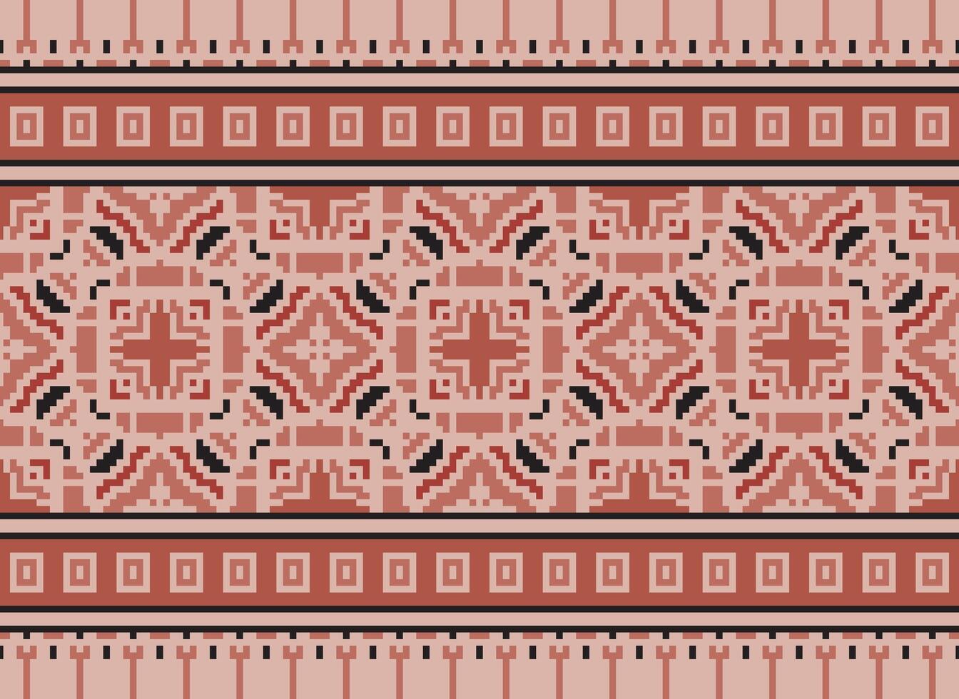 pixel safras Cruz ponto tradicional étnico padronizar paisley flor ikat fundo abstrato asteca africano indonésio indiano desatado padronizar para tecido impressão pano vestir tapete cortinas e sarongue vetor