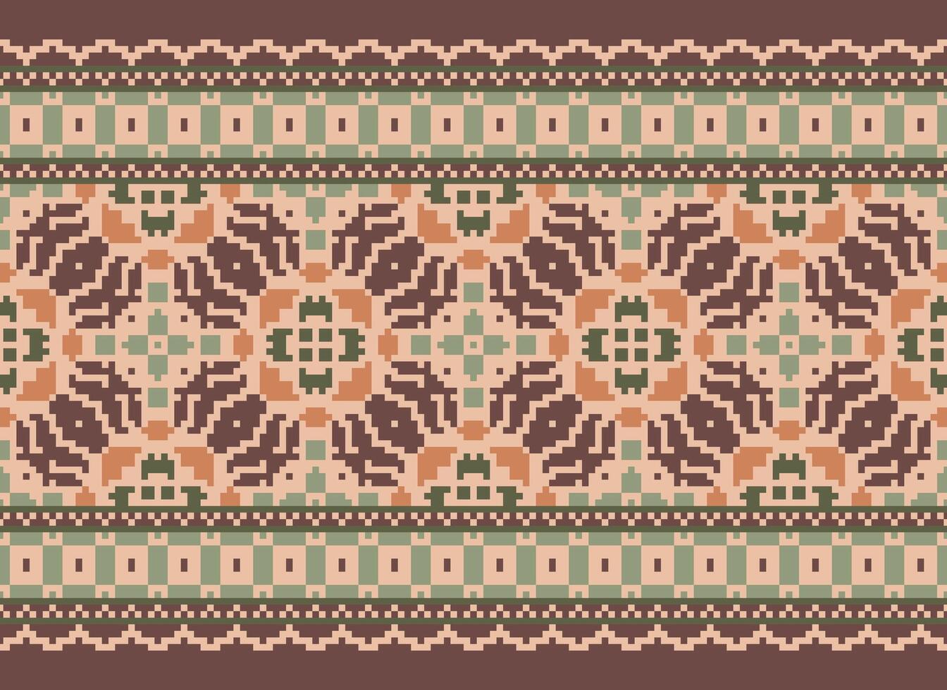 pixel safras Cruz ponto tradicional étnico padronizar paisley flor ikat fundo abstrato asteca africano indonésio indiano desatado padronizar para tecido impressão pano vestir tapete cortinas e sarongue vetor