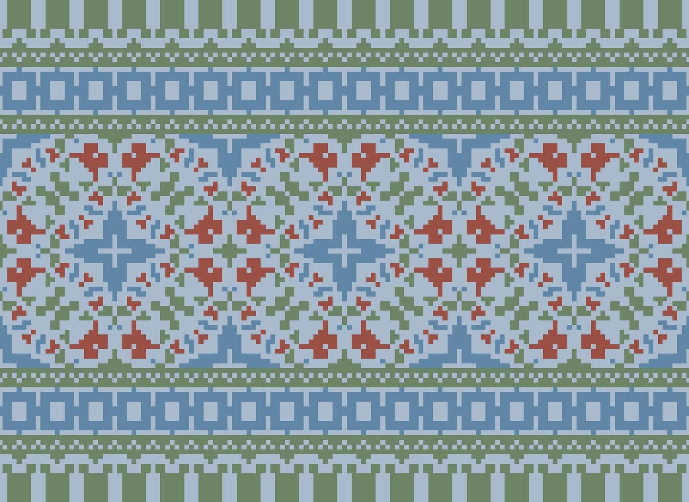 pixel safras Cruz ponto tradicional étnico padronizar paisley flor ikat fundo abstrato asteca africano indonésio indiano desatado padronizar para tecido impressão pano vestir tapete cortinas e sarongue vetor