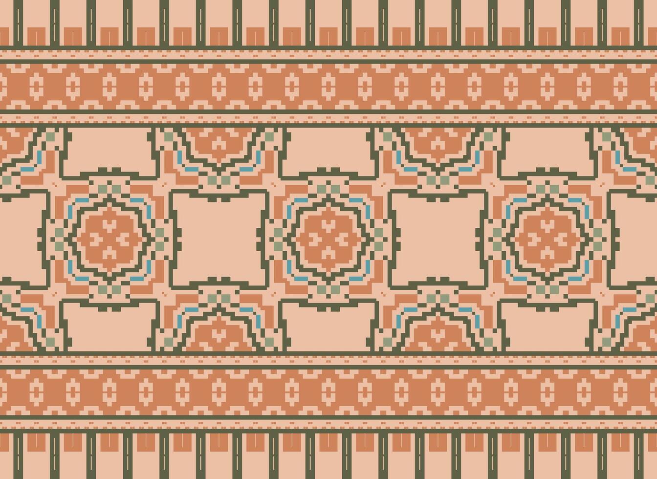 pixel safras Cruz ponto tradicional étnico padronizar paisley flor ikat fundo abstrato asteca africano indonésio indiano desatado padronizar para tecido impressão pano vestir tapete cortinas e sarongue vetor