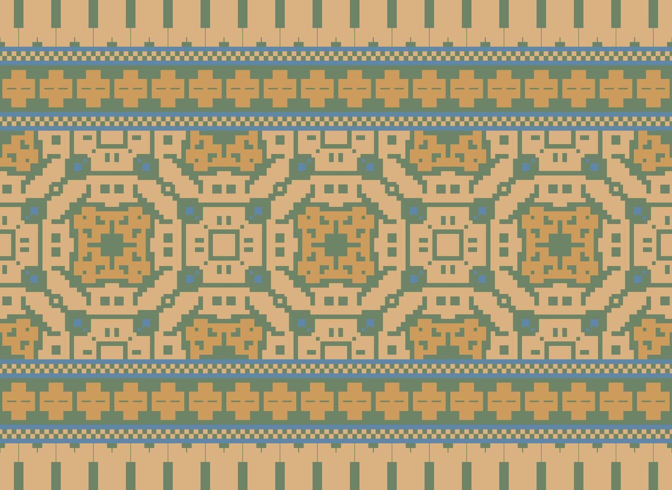 pixel safras Cruz ponto tradicional étnico padronizar paisley flor ikat fundo abstrato asteca africano indonésio indiano desatado padronizar para tecido impressão pano vestir tapete cortinas e sarongue vetor