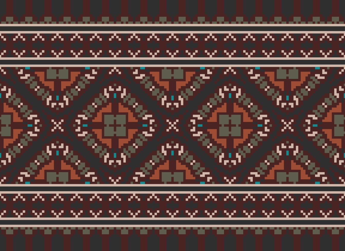lindo pixel padrões tradicional folk estilo, geométrico étnico desatado padronizar vetor ilustração. Projeto para Cruz ponto, tapete, papel de parede, roupas, texto tecido, invólucro, batik, bordado