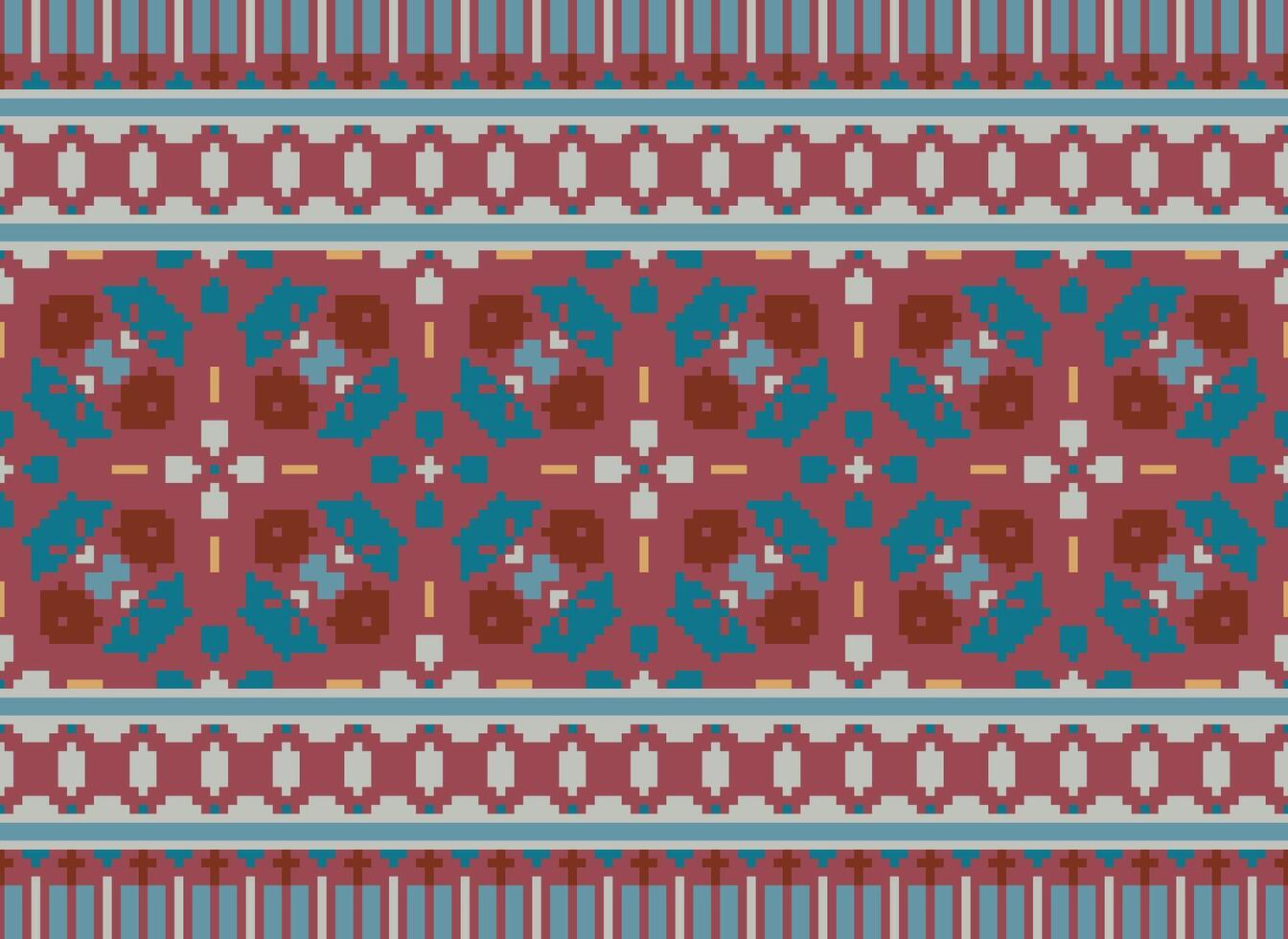 pixel safras Cruz ponto tradicional étnico padronizar paisley flor ikat fundo abstrato asteca africano indonésio indiano desatado padronizar para tecido impressão pano vestir tapete cortinas e sarongue vetor