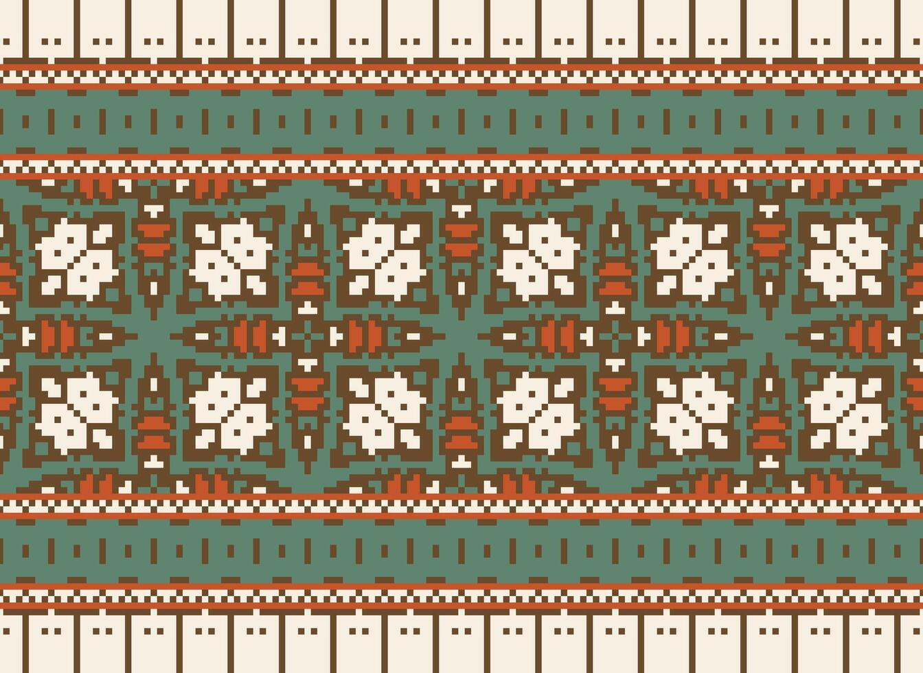 pixel safras Cruz ponto tradicional étnico padronizar paisley flor ikat fundo abstrato asteca africano indonésio indiano desatado padronizar para tecido impressão pano vestir tapete cortinas e sarongue vetor