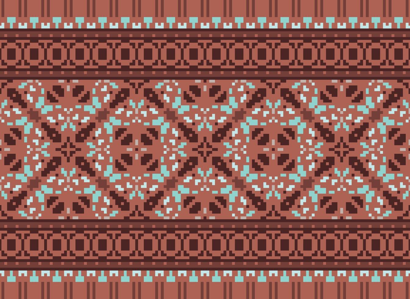 pixel safras Cruz ponto tradicional étnico padronizar paisley flor ikat fundo abstrato asteca africano indonésio indiano desatado padronizar para tecido impressão pano vestir tapete cortinas e sarongue vetor