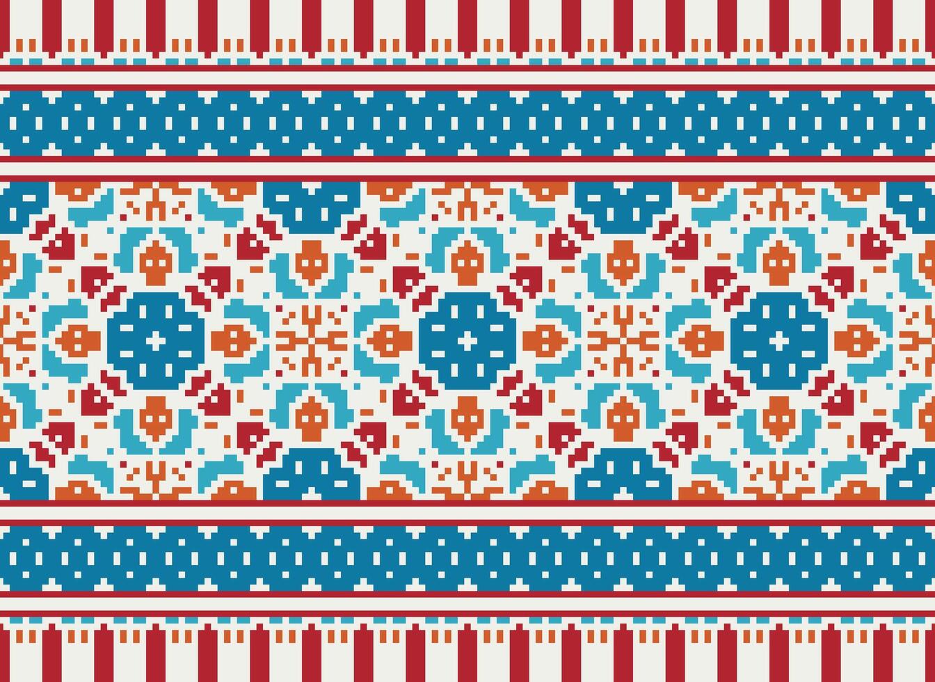 pixel safras Cruz ponto tradicional étnico padronizar paisley flor ikat fundo abstrato asteca africano indonésio indiano desatado padronizar para tecido impressão pano vestir tapete cortinas e sarongue vetor