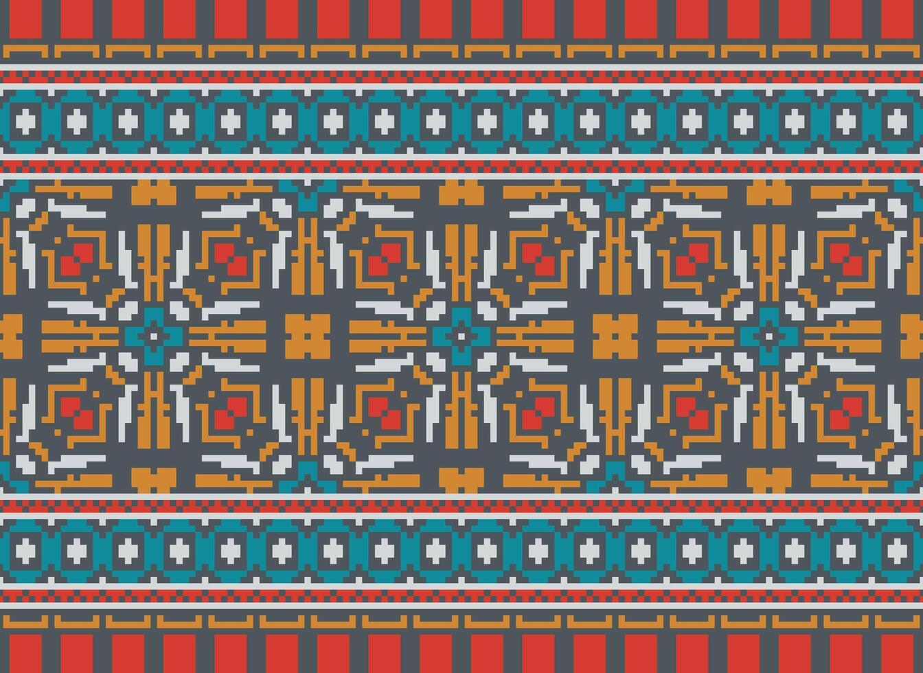 pixel étnico padronizar vetor fundo. desatado padronizar tradicional, Projeto para fundo, papel de parede, batik, tecido, tapete, roupas, invólucro, e têxtil.étnico padronizar vetor ilustração.