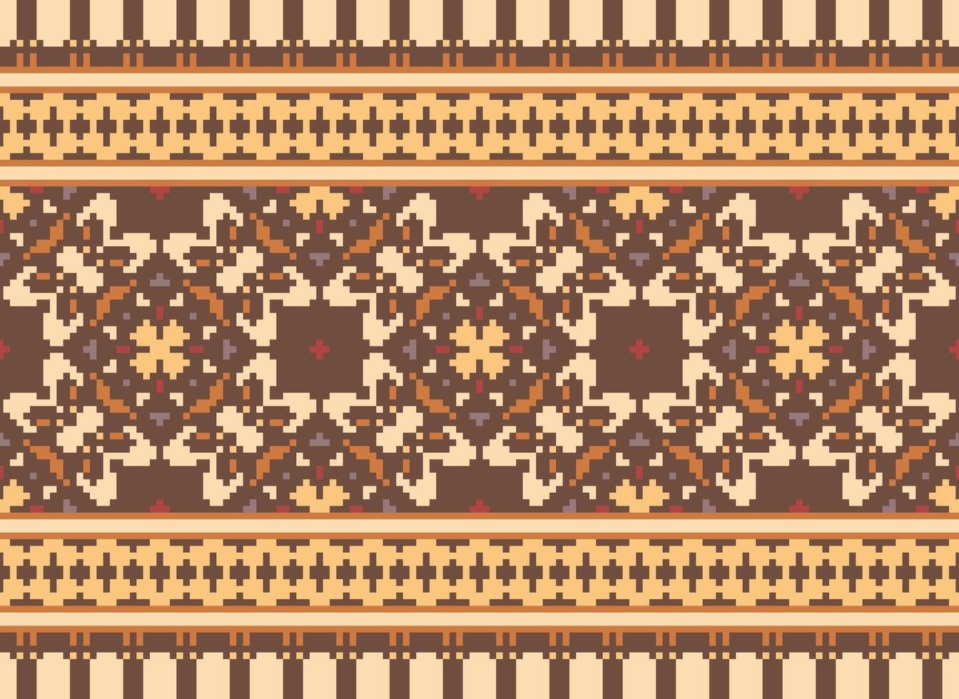 pixel Cruz ponto tradicional étnico padronizar paisley flor ikat fundo abstrato asteca africano indonésio indiano desatado padronizar para tecido impressão pano vestir tapete cortinas e sarongue vetor