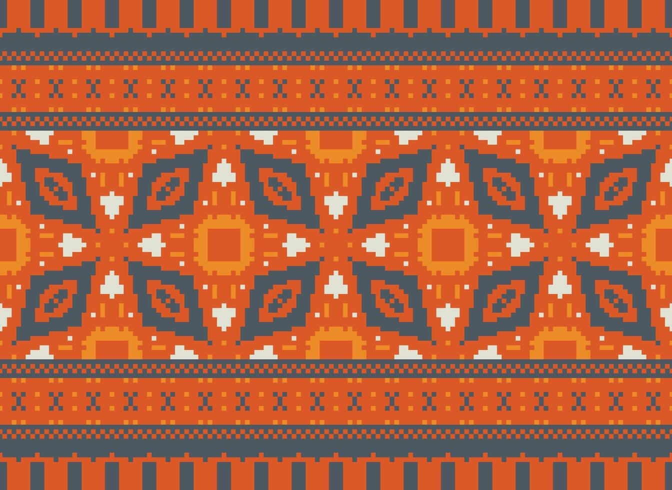 pixel Cruz ponto tradicional étnico padronizar paisley flor ikat fundo abstrato asteca africano indonésio indiano desatado padronizar para tecido impressão pano vestir tapete cortinas e sarongue vetor