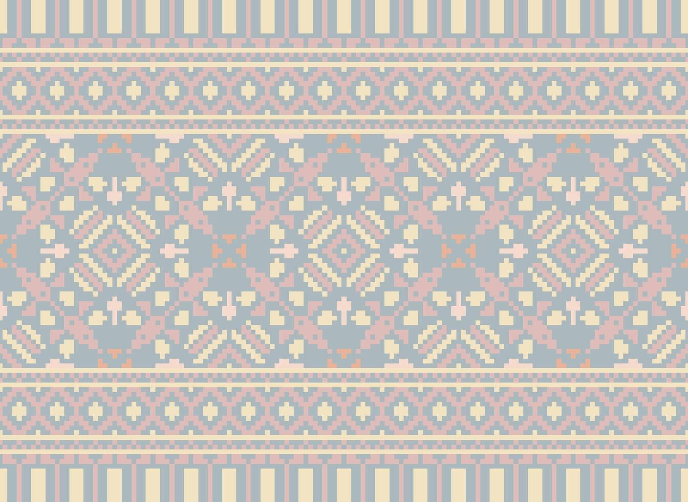 pixel Cruz ponto tradicional étnico padronizar paisley flor ikat fundo abstrato asteca africano indonésio indiano desatado padronizar para tecido impressão pano vestir tapete cortinas e sarongue vetor