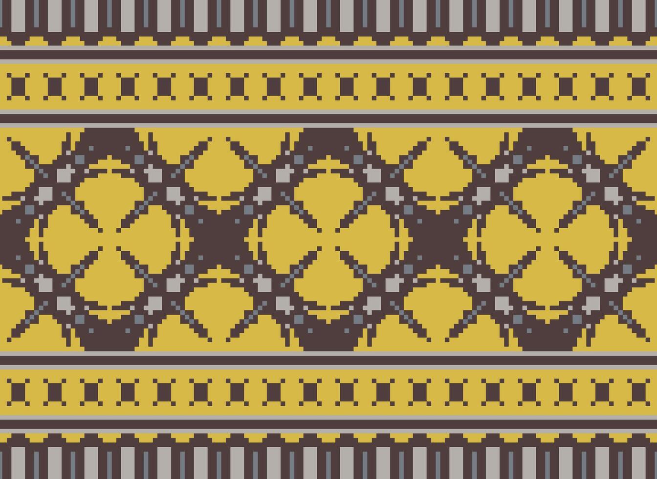 pixel Cruz ponto tradicional étnico padronizar paisley flor ikat fundo abstrato asteca africano indonésio indiano desatado padronizar para tecido impressão pano vestir tapete cortinas e sarongue vetor