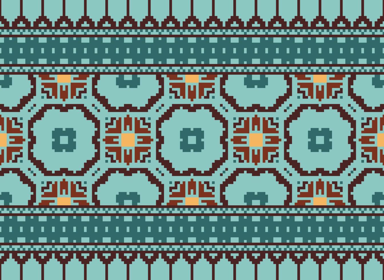 pixel Cruz ponto tradicional étnico padronizar paisley flor ikat fundo abstrato asteca africano indonésio indiano desatado padronizar para tecido impressão pano vestir tapete cortinas e sarongue vetor