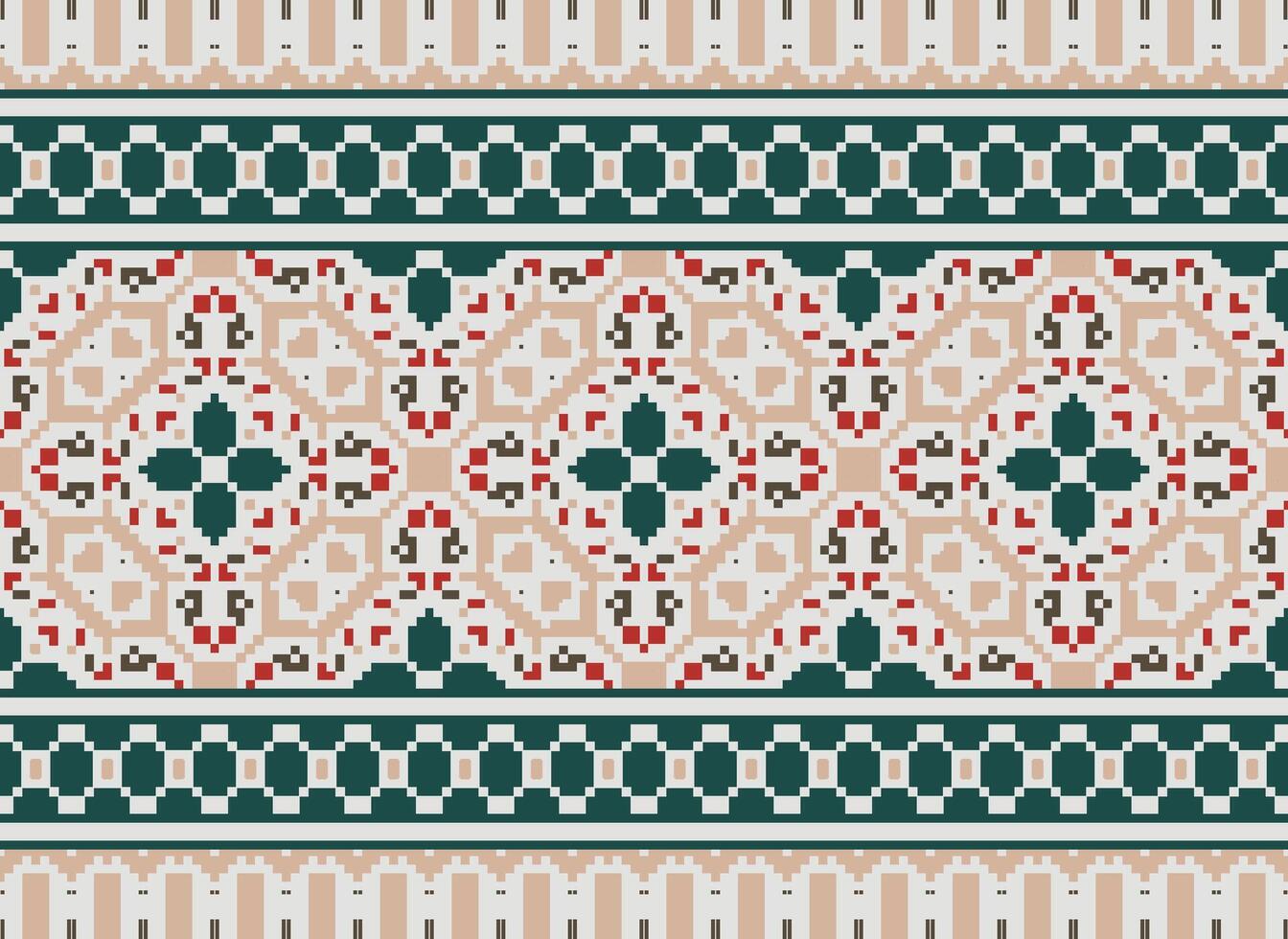 pixel étnico padronizar vetor fundo. desatado padronizar tradicional, Projeto para fundo, papel de parede, batik, tecido, tapete, roupas, invólucro, e têxtil.étnico padronizar vetor ilustração.