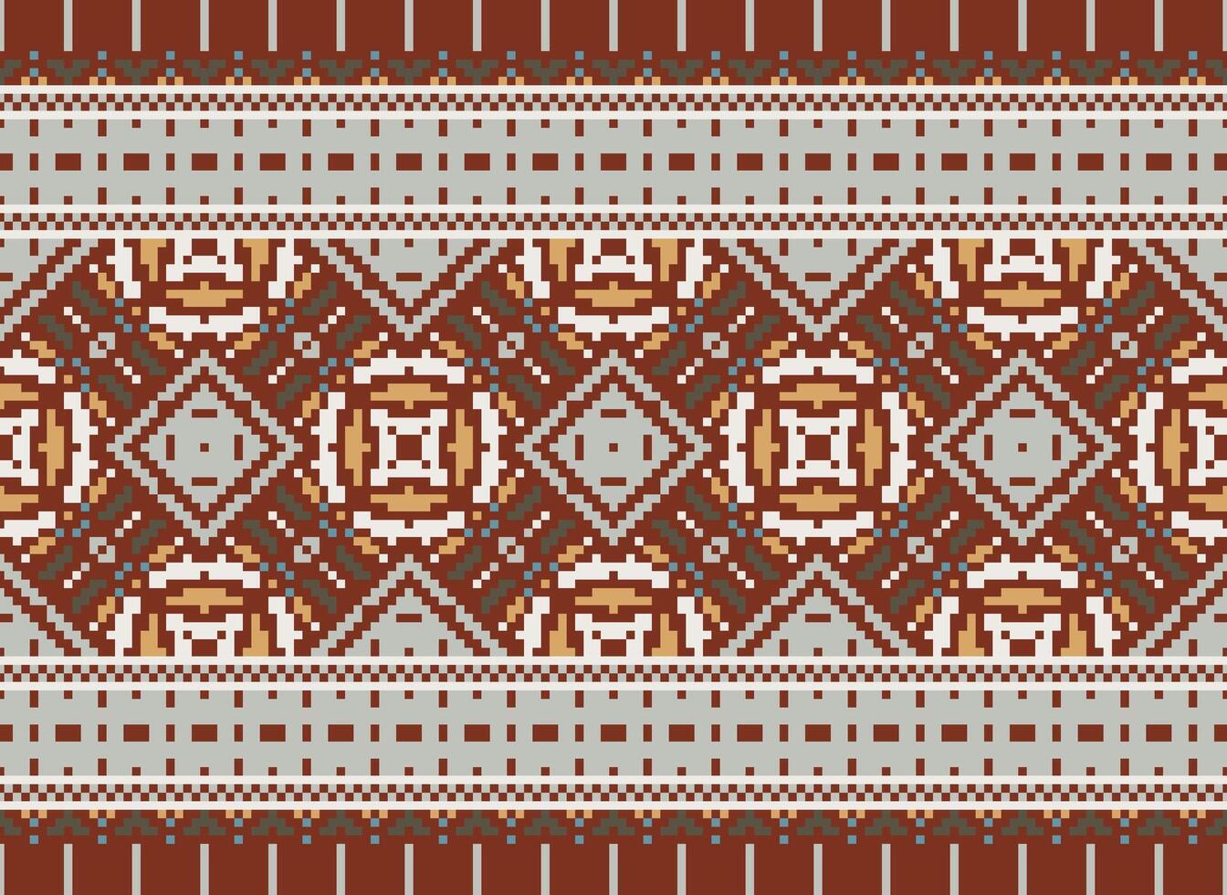 pixel étnico geométrico tecido padronizar Cruz ponto.ikat bordado étnico oriental pixel padronizar azul fundo. resumo,vetor,ilustração. textura,vestuário,quadro,decoração,motivos,seda papel de parede. vetor