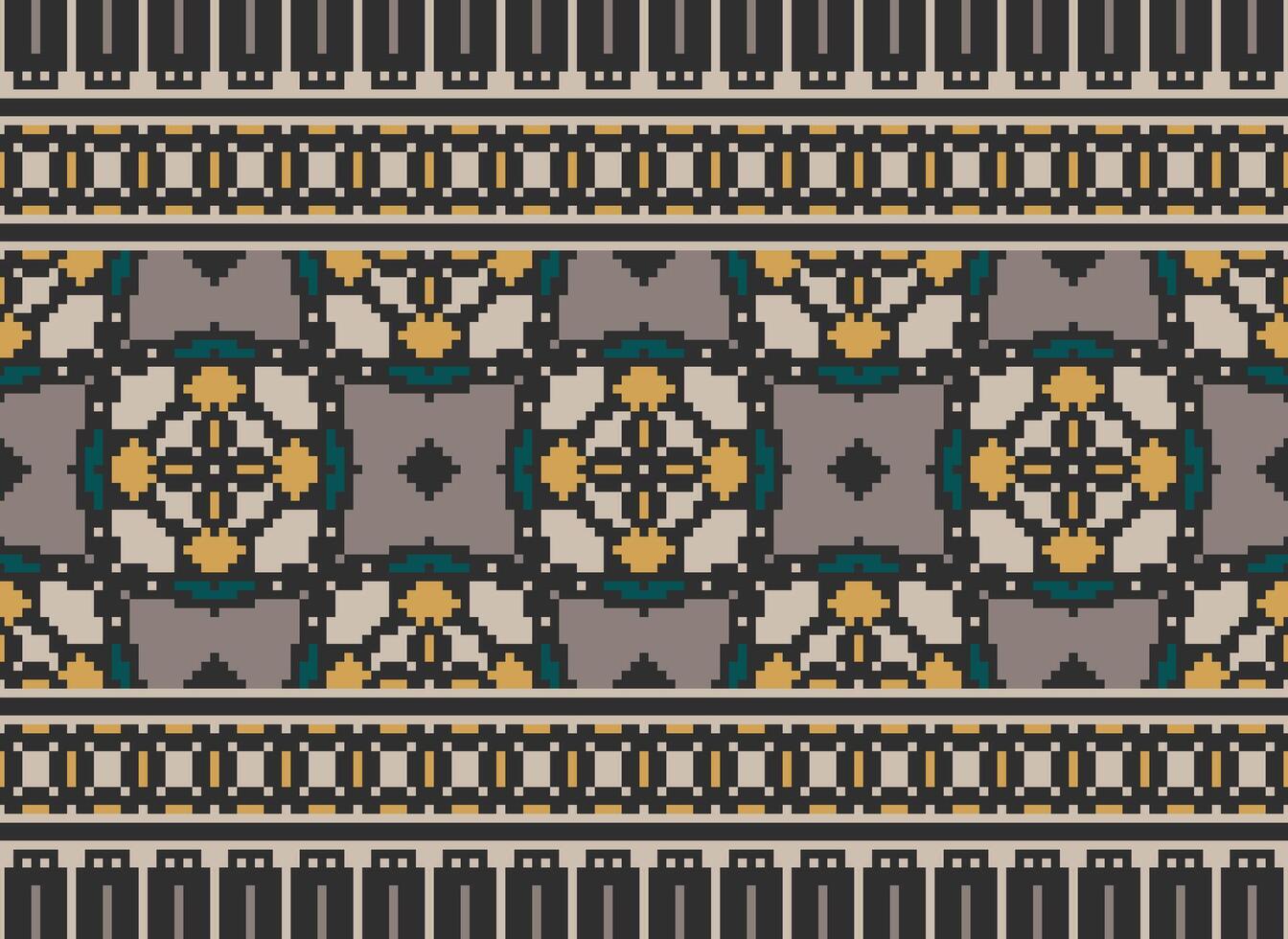 pixel étnico geométrico tecido padronizar Cruz ponto.ikat bordado étnico oriental pixel padronizar azul fundo. resumo,vetor,ilustração. textura,vestuário,quadro,decoração,motivos,seda papel de parede. vetor