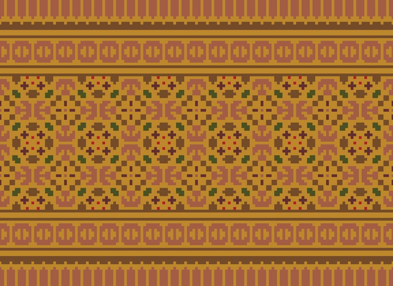 pixel ikat e Cruz ponto geométrico desatado padronizar étnico oriental tradicional. asteca estilo ilustração Projeto para tapete, papel de parede, roupas, invólucro, batik. vetor