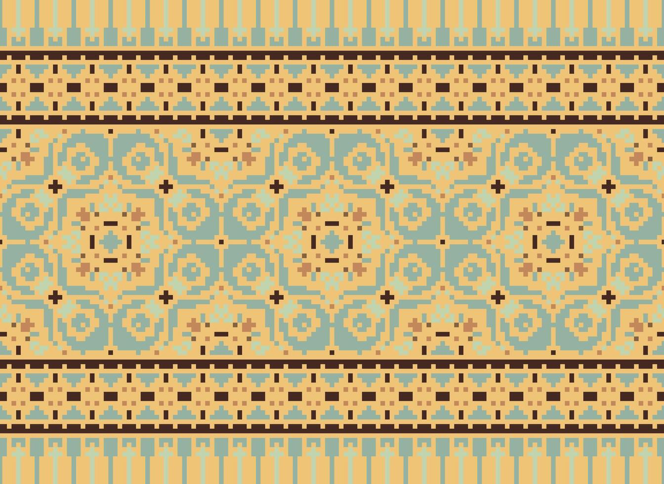 pixel ikat e Cruz ponto geométrico desatado padronizar étnico oriental tradicional. asteca estilo ilustração Projeto para tapete, papel de parede, roupas, invólucro, batik. vetor