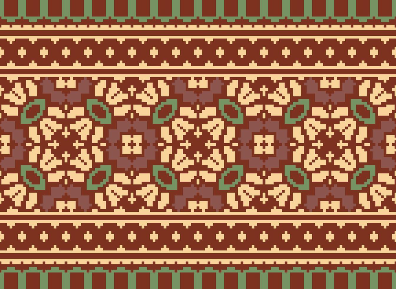 pixel ikat e Cruz ponto geométrico desatado padronizar étnico oriental tradicional. asteca estilo ilustração Projeto para tapete, papel de parede, roupas, invólucro, batik. vetor