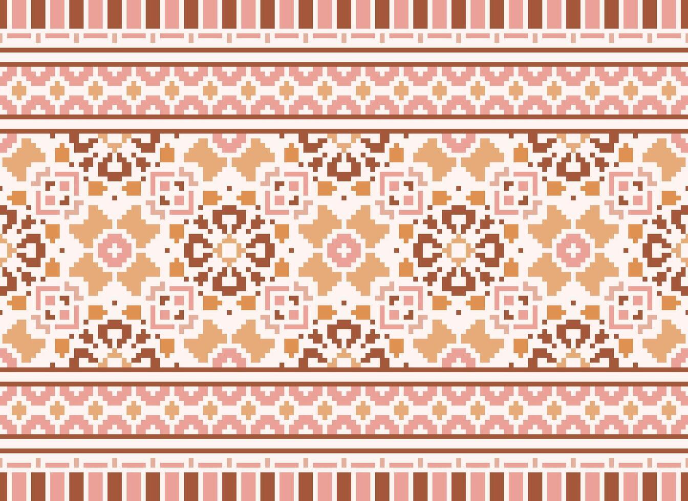 pixel ikat e Cruz ponto geométrico desatado padronizar étnico oriental tradicional. asteca estilo ilustração Projeto para tapete, papel de parede, roupas, invólucro, batik. vetor