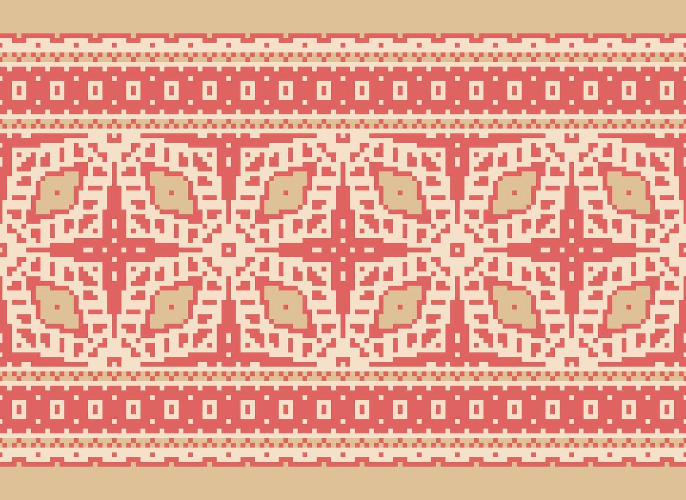 pixel ikat e Cruz ponto geométrico desatado padronizar étnico oriental tradicional. asteca estilo ilustração Projeto para tapete, papel de parede, roupas, invólucro, batik. vetor