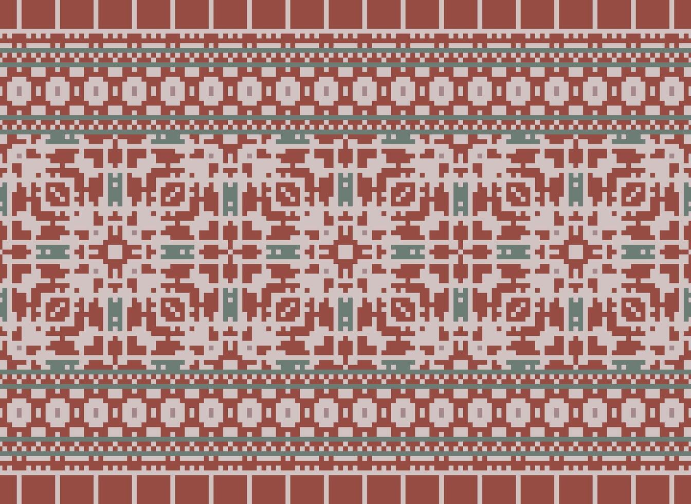 pixel ikat e Cruz ponto geométrico desatado padronizar étnico oriental tradicional. asteca estilo ilustração Projeto para tapete, papel de parede, roupas, invólucro, batik. vetor