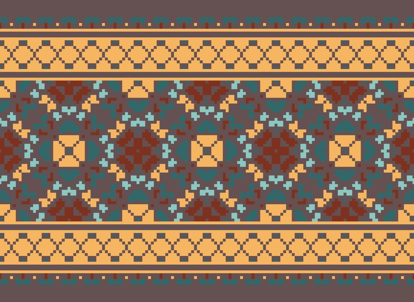 pixel Cruz ponto tradicional étnico padronizar paisley flor ikat fundo abstrato asteca africano indonésio indiano desatado padronizar para tecido impressão pano vestir tapete cortinas e sarongue vetor