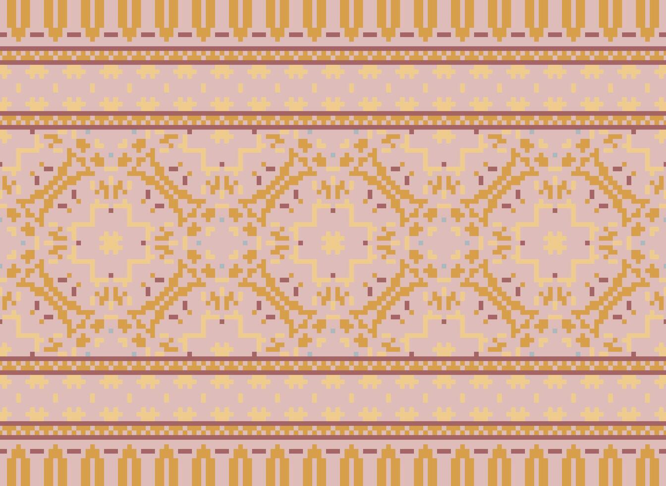 pixel Cruz ponto tradicional étnico padronizar paisley flor ikat fundo abstrato asteca africano indonésio indiano desatado padronizar para tecido impressão pano vestir tapete cortinas e sarongue vetor