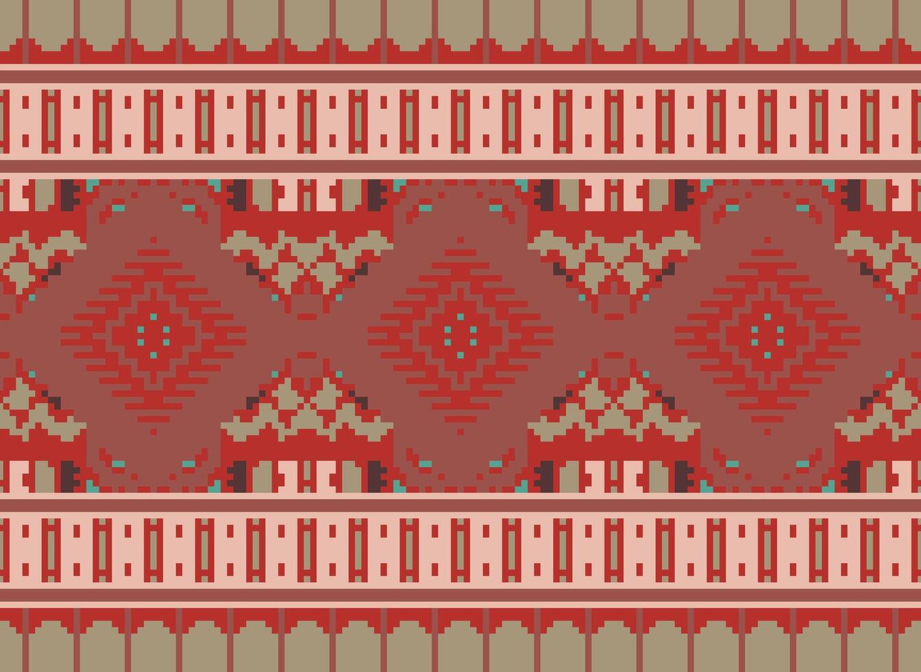 pixel Cruz ponto tradicional étnico padronizar paisley flor ikat fundo abstrato asteca africano indonésio indiano desatado padronizar para tecido impressão pano vestir tapete cortinas e sarongue vetor