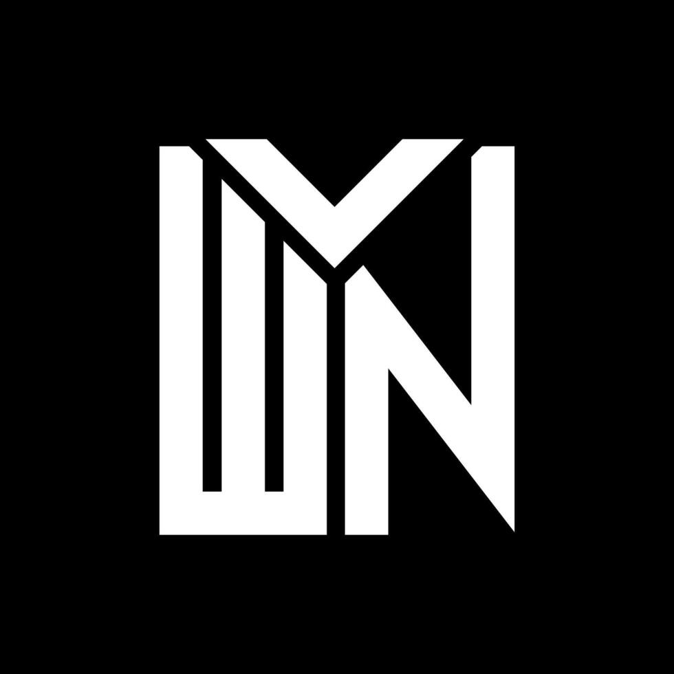 wn design de logotipo de carta em fundo preto. wn conceito de logotipo de letra de iniciais criativas. design de letra próprio. vetor
