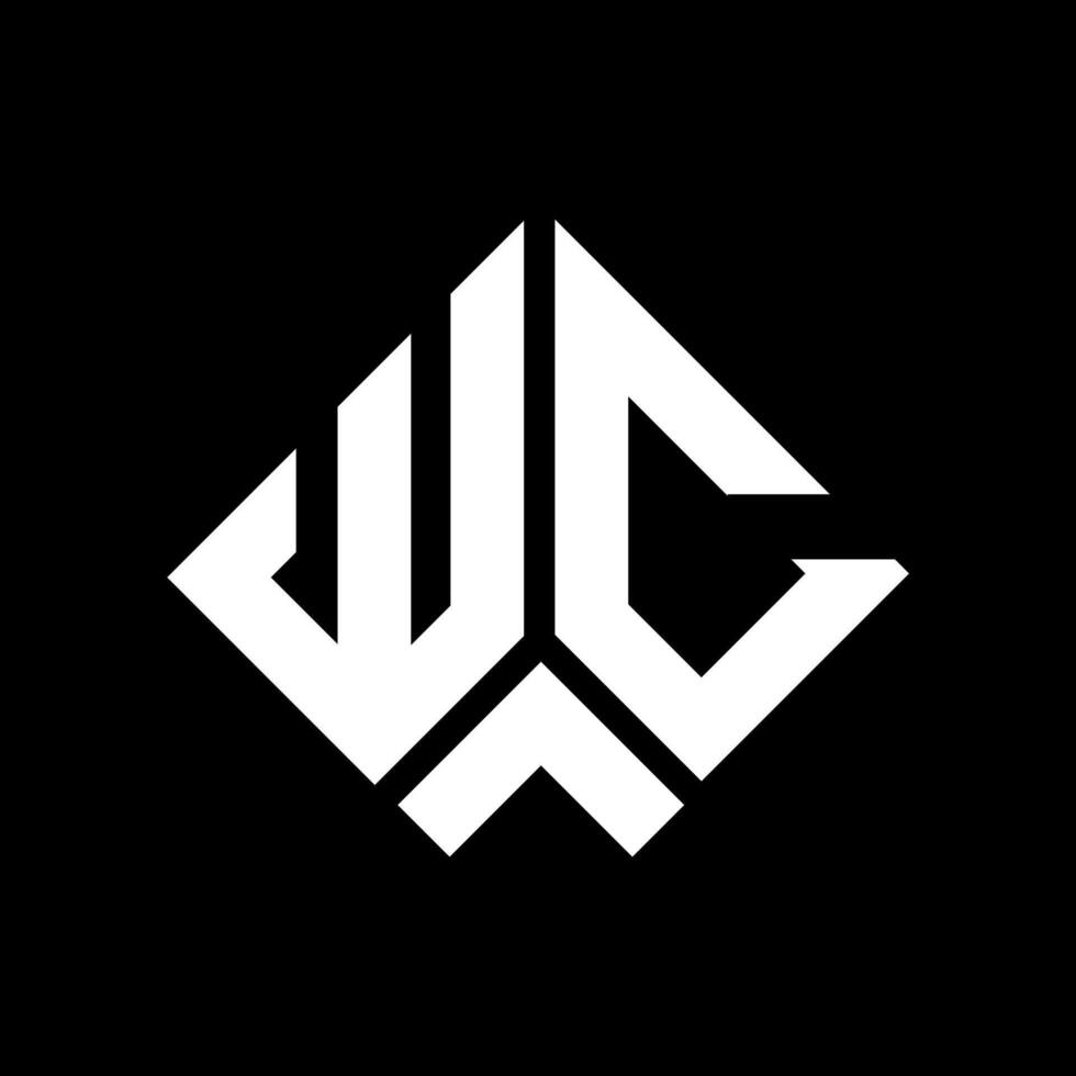 design de logotipo de carta wc em fundo preto. wc conceito de logotipo de letra inicial criativa. projeto de letra wc. vetor