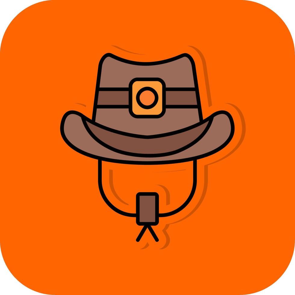 vaqueiro chapéu preenchidas laranja fundo ícone vetor