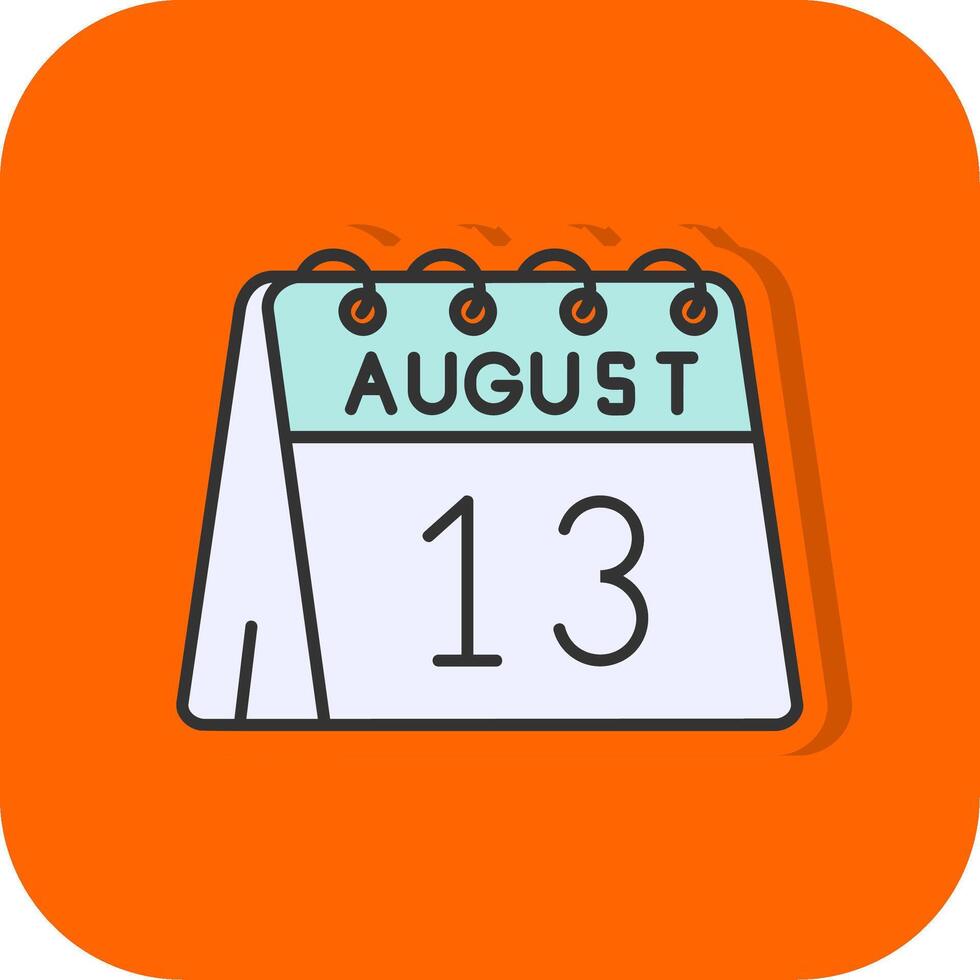 13º do agosto preenchidas laranja fundo ícone vetor