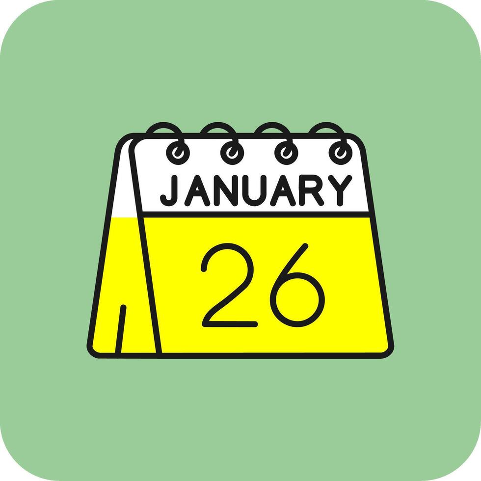 Dia 26 do janeiro preenchidas amarelo ícone vetor