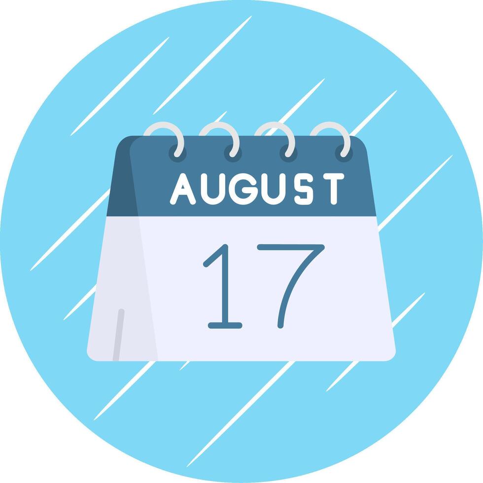Dia 17 do agosto plano azul círculo ícone vetor