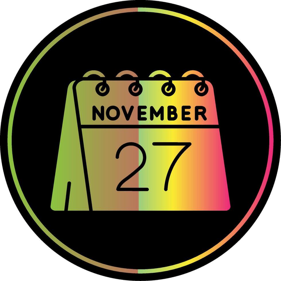 Dia 27 do novembro glifo vencimento cor ícone vetor