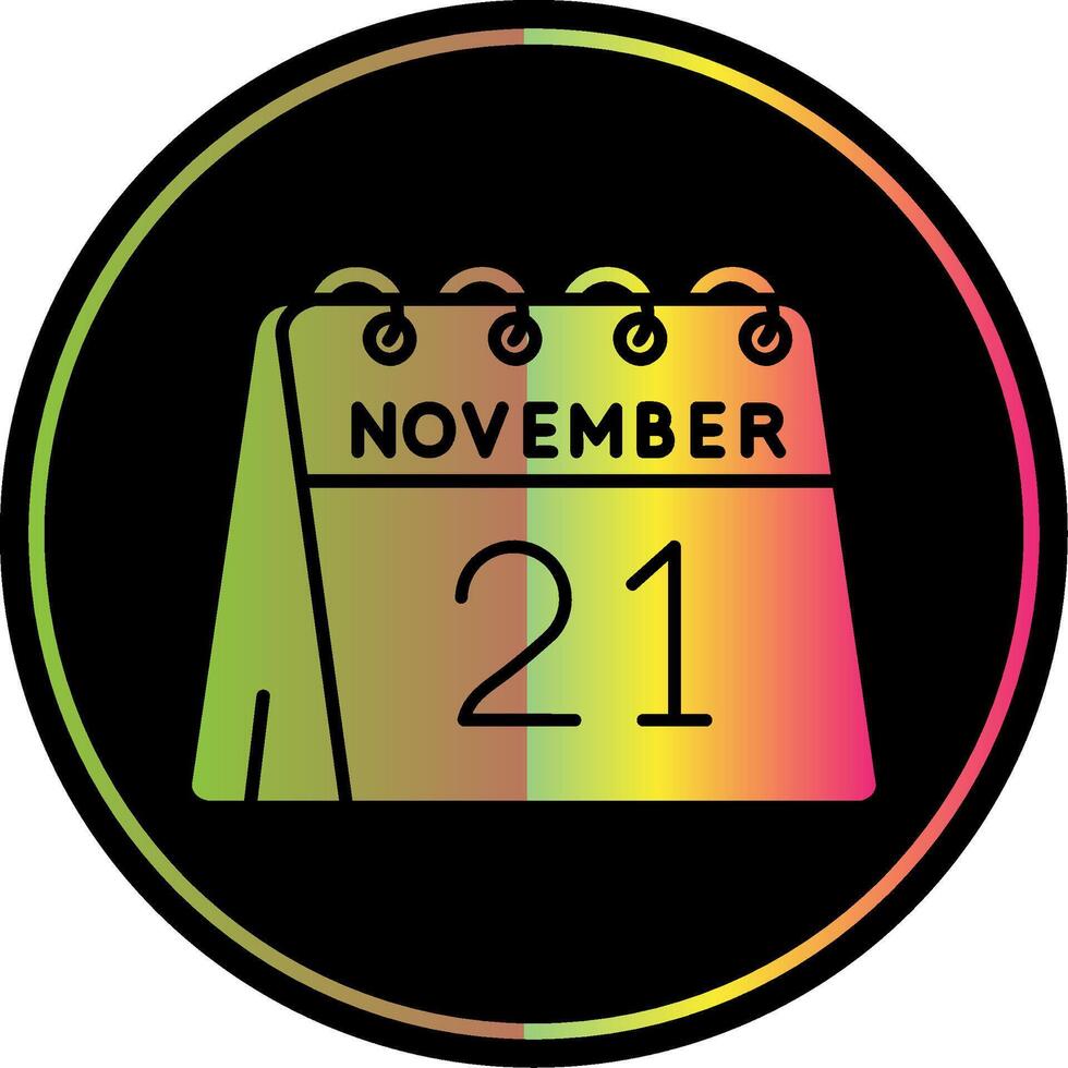 21 do novembro glifo vencimento cor ícone vetor