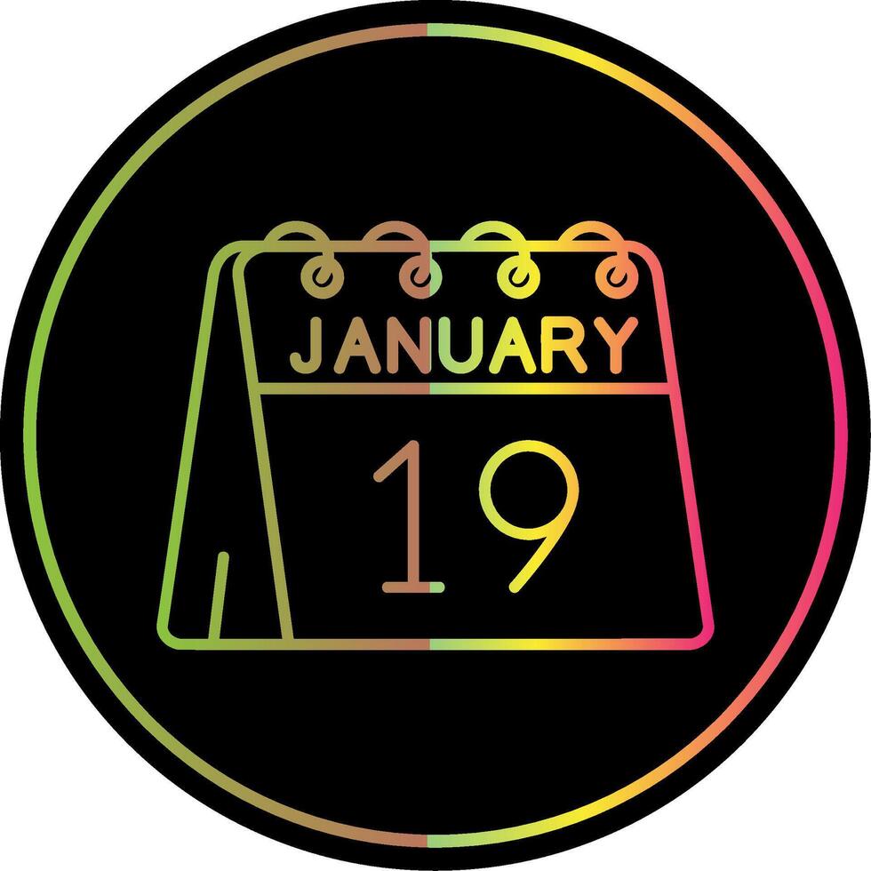 19 do janeiro linha gradiente vencimento cor ícone vetor