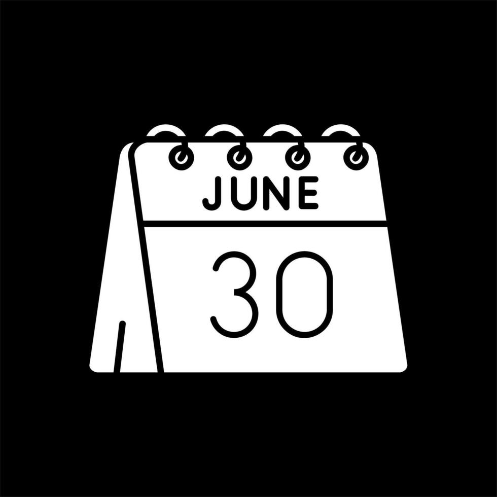 30 do Junho glifo invertido ícone vetor
