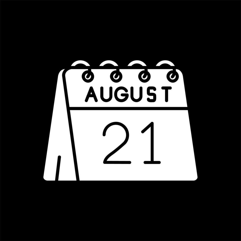 21 do agosto glifo invertido ícone vetor